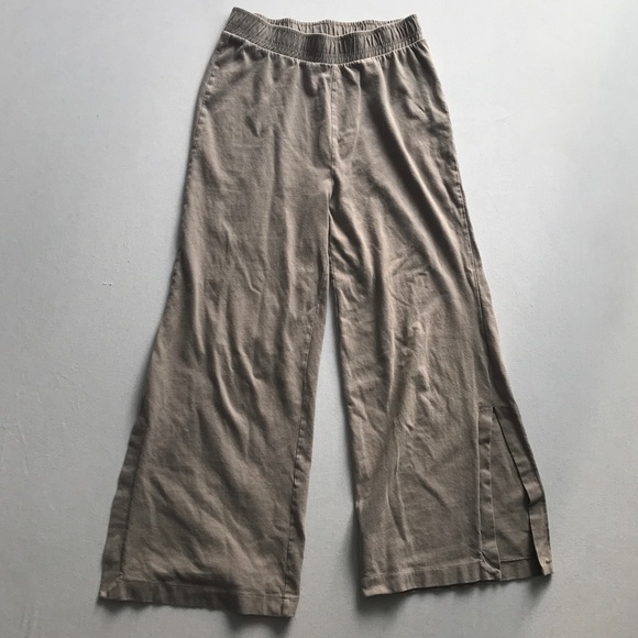 Zara Beige Wide Leg Side Slit Pull on Pants (M) - Picture 2 of 8